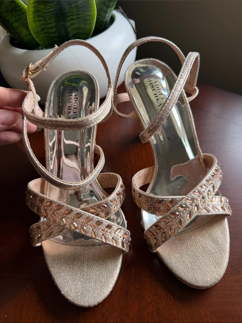 Badgley Mischka Rose Gold Dress Sandals